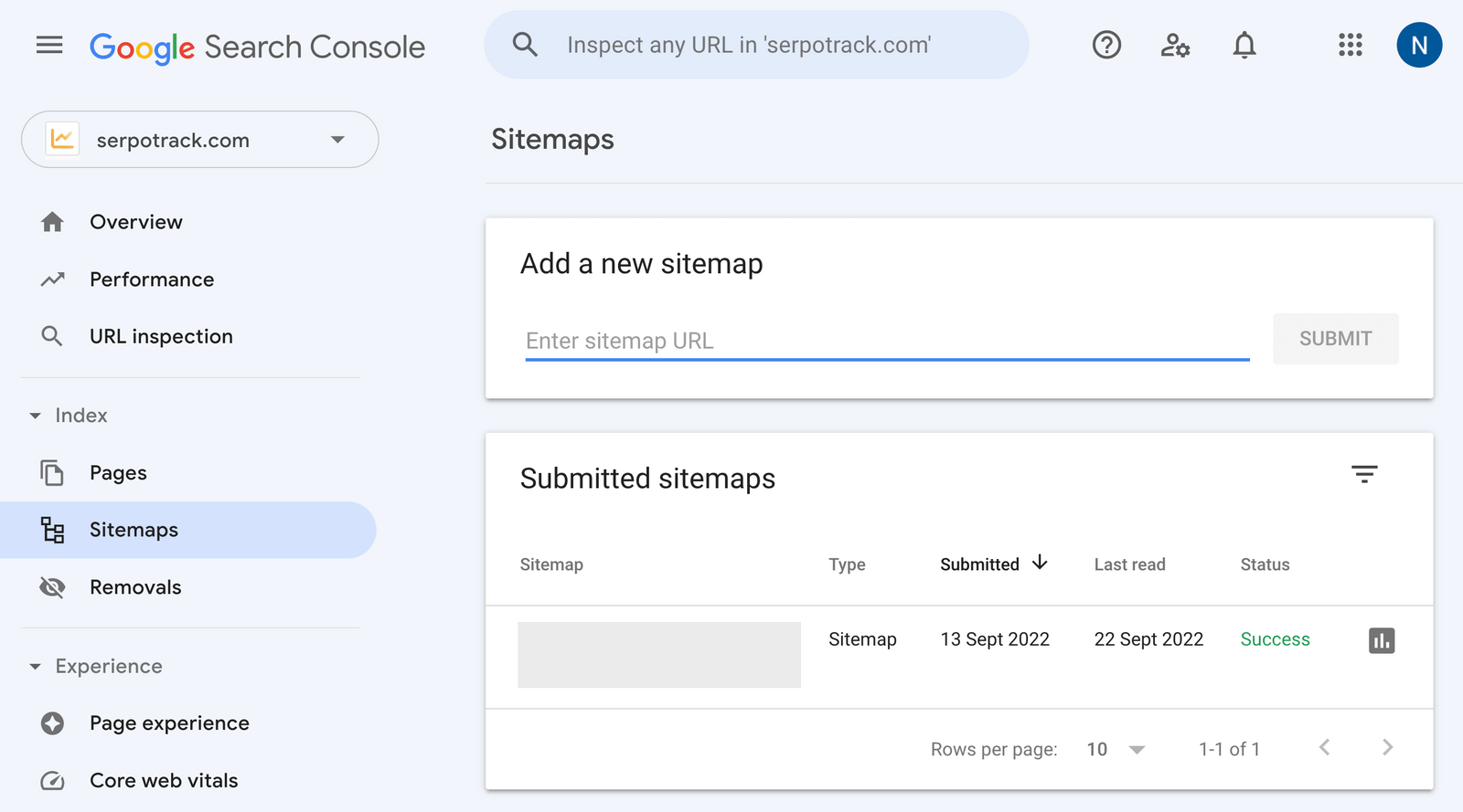 Add a new sitemap to Google Search Console