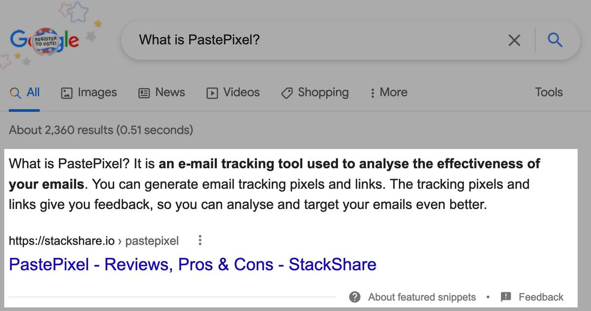 Example of a featured snippet on Google’s SERP